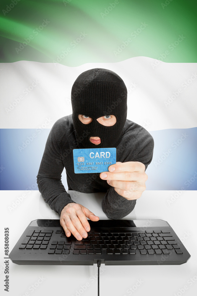 Cybercrime concept with national flag on background - Sierra Leone Cybercrime concept with national flag on background - Sierra Leone