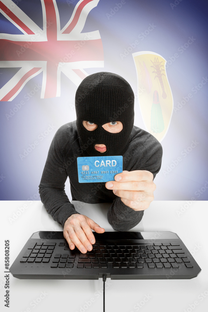 Cybercrime concept with national flag on background - Turks and Caicos Islands Cybercrime concept with national flag on background - Turks and Caicos Islands