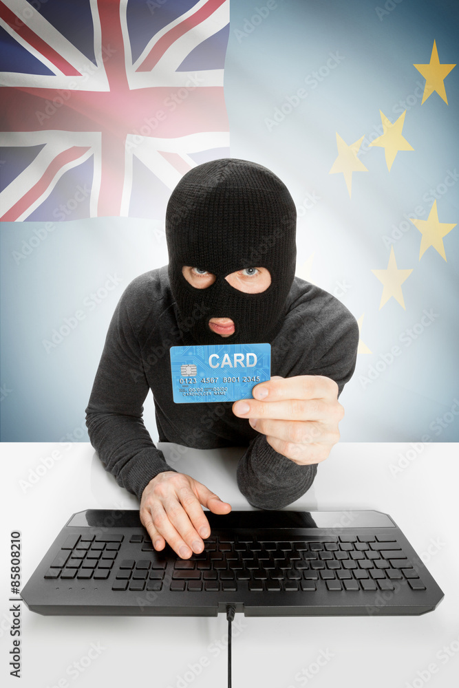 Cybercrime concept with national flag on background - Tuvalu Cybercrime concept with national flag on background - Tuvalu