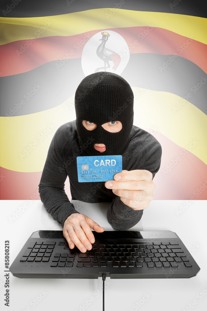 Cybercrime concept with national flag on background - Uganda Cybercrime concept with national flag on background - Uganda