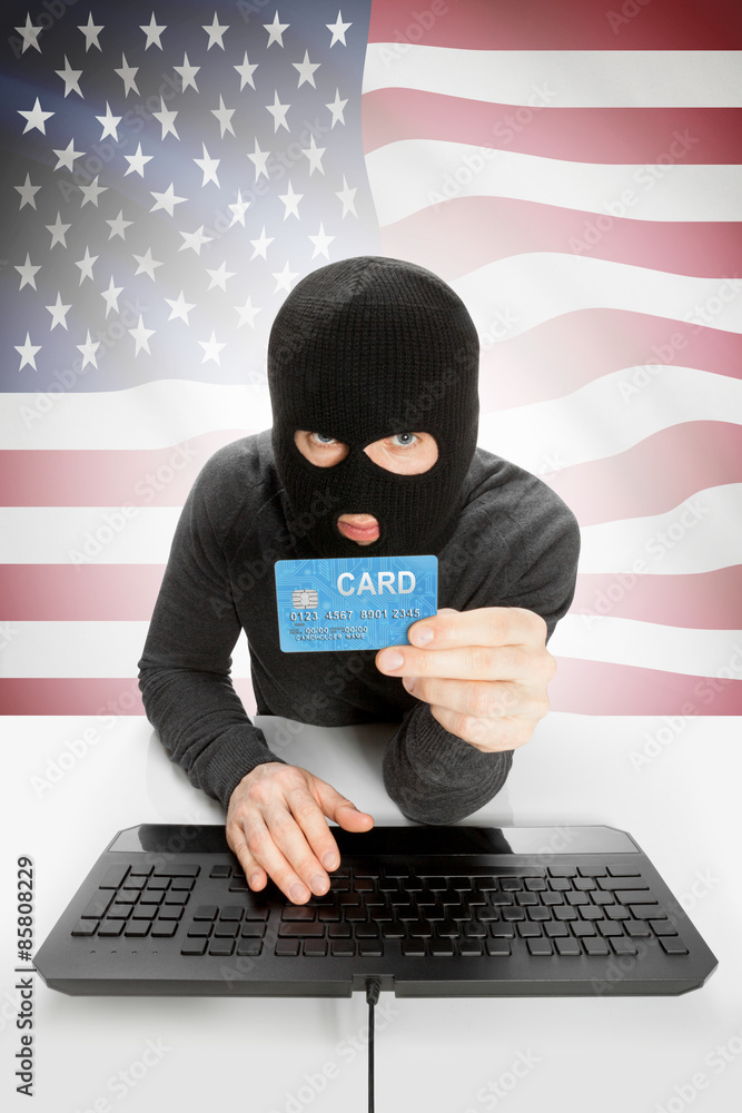 Cybercrime concept with national flag on background - United States Cybercrime concept with national flag on background - United States