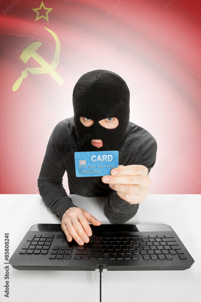 Cybercrime concept with national flag on background - Soviet Union - USSR Cybercrime concept with national flag on background - Soviet Union - USSR