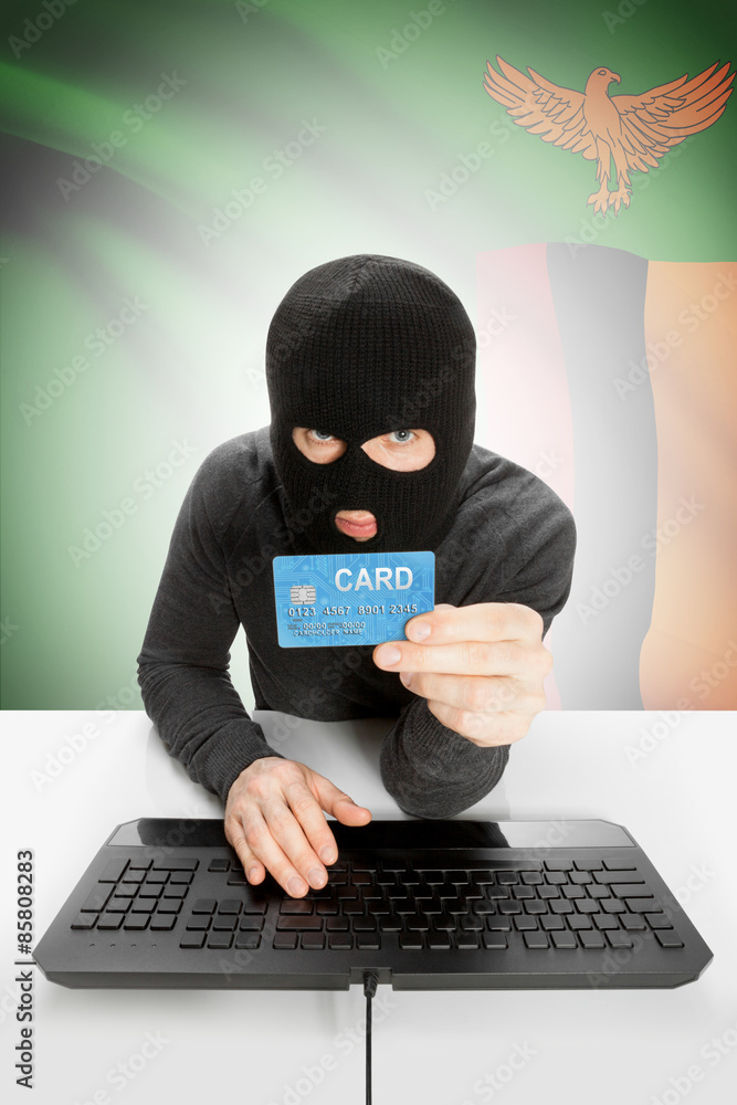 Cybercrime concept with national flag on background - Zambia Cybercrime concept with national flag on background - Zambia