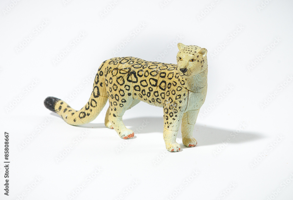 Naklejka premium An image of leopard toy on white background