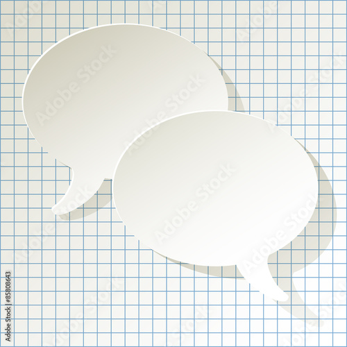 chat speech bubbles ellipse vector white on a checkered paper background