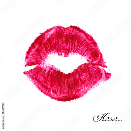 Vector realistic lipstick kiss in 6 colors, no effects, no blends, no gradients