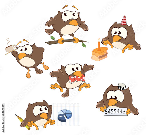 Set of cute owls for you design. Cartoon