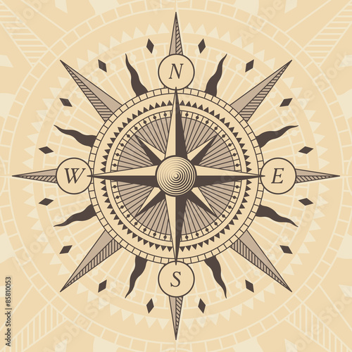 Vector oldstyle wind rose compass