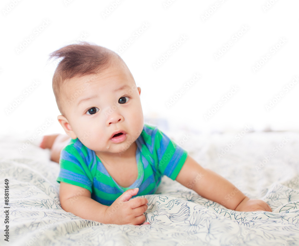 Portrait of a crawling baby Portrait of a crawling baby