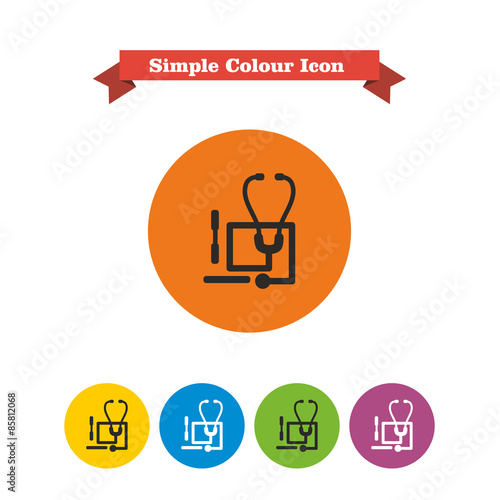 Stethoscope and tongue depressors icons