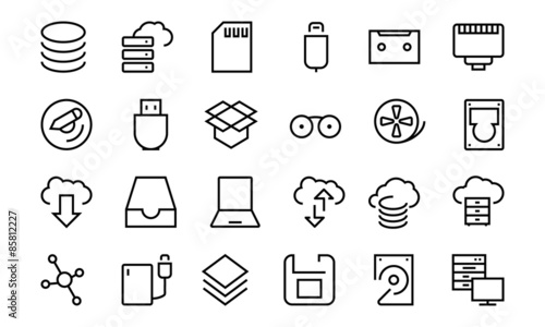 Data Storage Vector Line Icons 2
