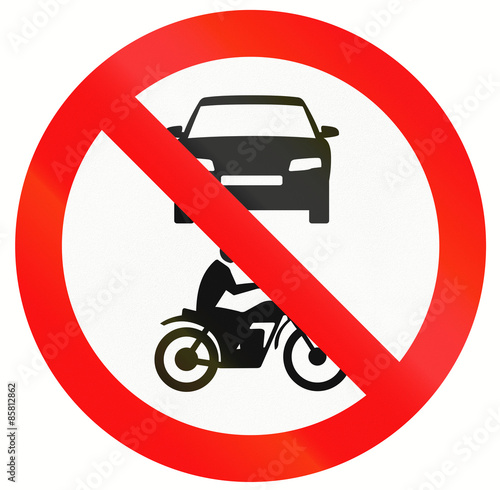 Indonesia sign prohibiting thoroughfare for all motor vehicles