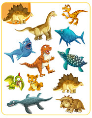 Poster Dinosaurus Kleurrijke cartoon dinosaurussen memoryspel  © honeyflavour
