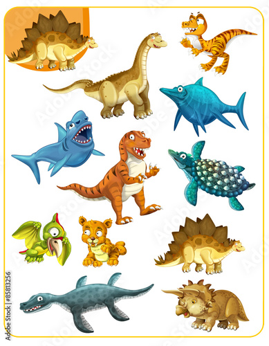 Cartoon dinosaurs - matching game - illustration