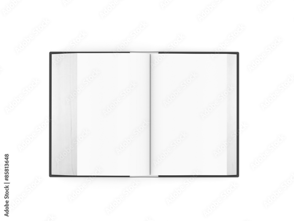 Blank opened book rendered on white Blank opened book rendered on white