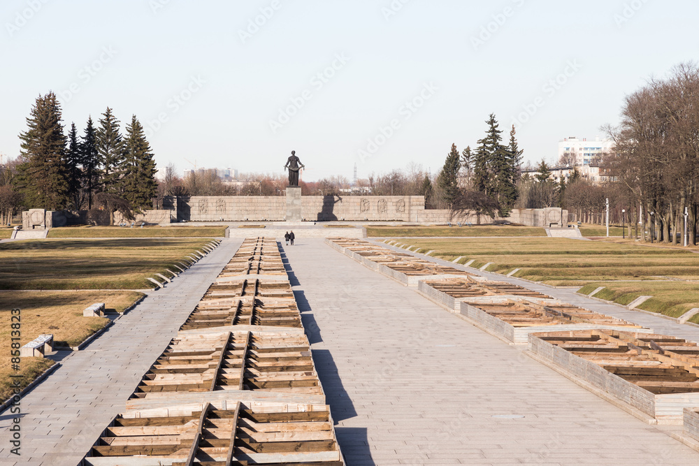 Piskaryovskoye Memorial Cemetery, dedicated mostly to the victims of the Siege of Leningrad