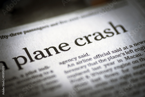 Photography Plane crash written newspaper.
