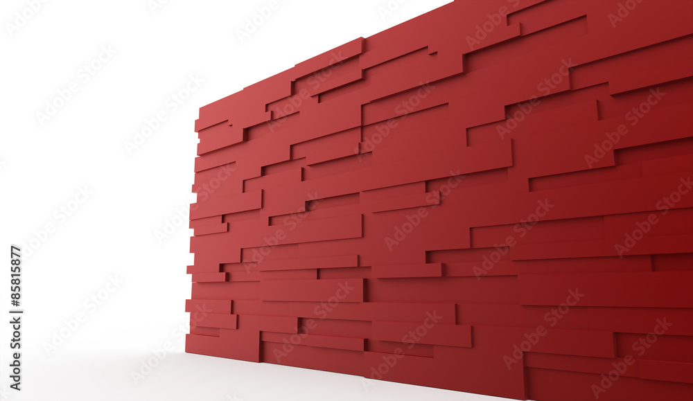 Red stone wall on white background Red stone wall on white background