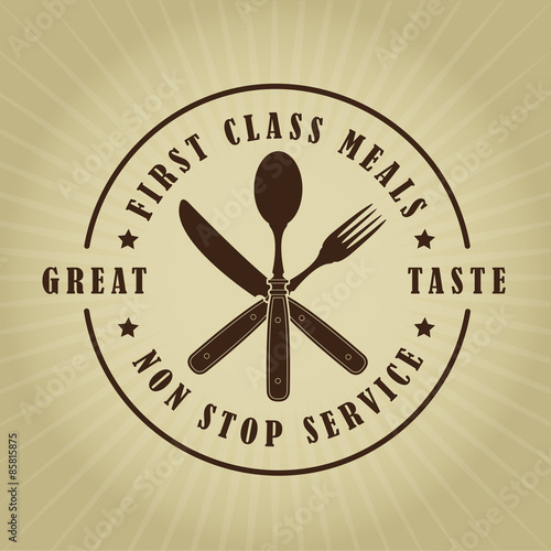 Vintage Retro First Class Meals Seal