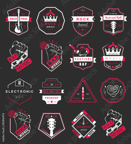 Set of vector logos and badges music