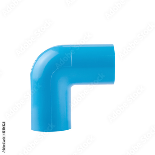 blue pvc pipe connection isolated on white