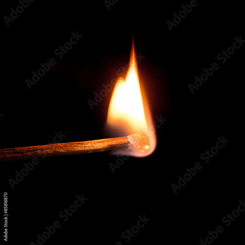 Match Stick extreme Closeup isolated on black background.