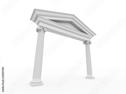 Historic antic architecture on white