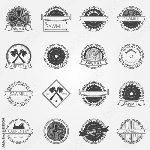 Sawmill labels and badges