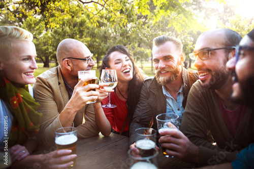 Diverse People Friends Hanging Out Drinking Concept