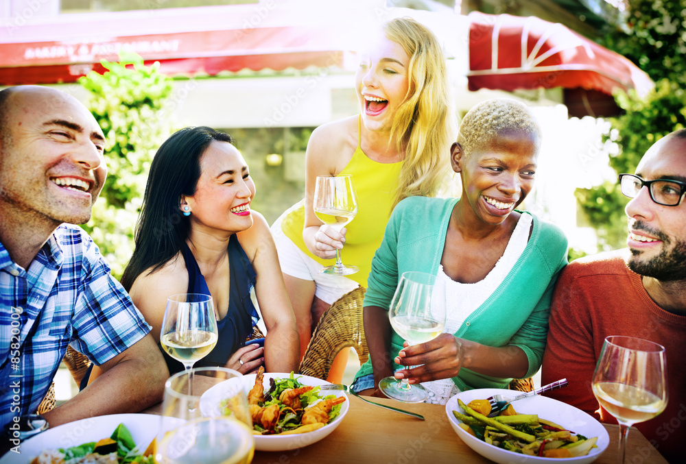 Diverse People Luncheon Outdoors Food Concept Diverse People Luncheon Outdoors Food Concept