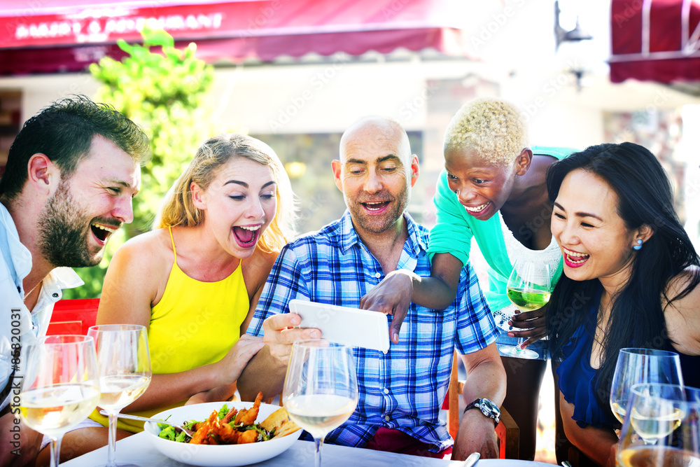 Diverse People Luncheon Outdoors Food Friendship Concept Diverse People Luncheon Outdoors Food Friendship Concept