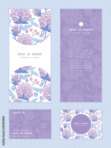 Vector soft purple flowers vertical frame pattern invitation