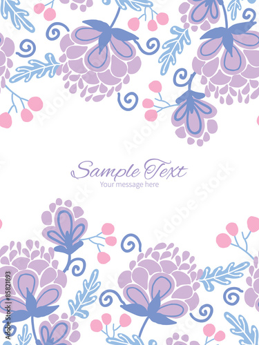 Vector soft purple flowers vertical double borders frame