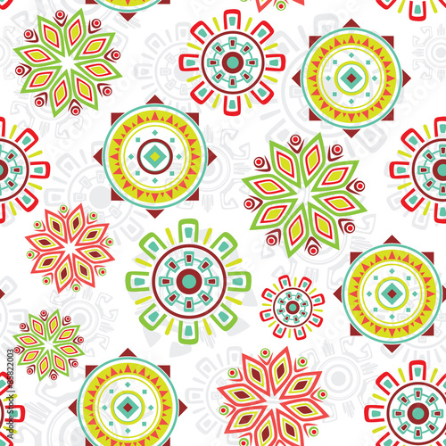 Vector Colorful Folk Seamless Pattern Background
