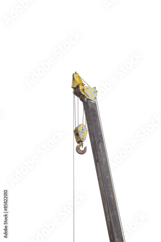 Isolated construction crane and sling with hook