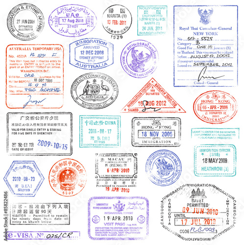 High Quality grunge Passport Stamp collection