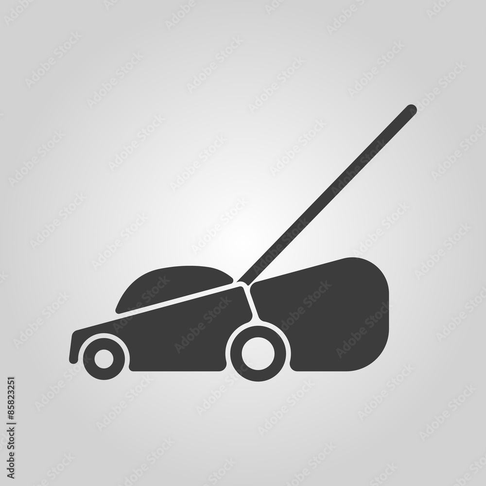 The lawn mower icon. Grass symbol. Flat The lawn mower icon. Grass symbol. Flat