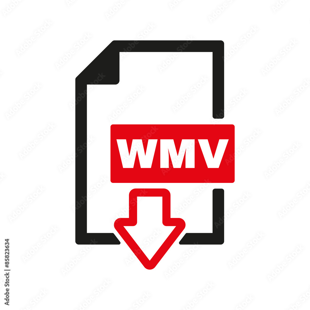 The WMV icon. Video file format symbol. Flat The WMV icon. Video file format symbol. Flat