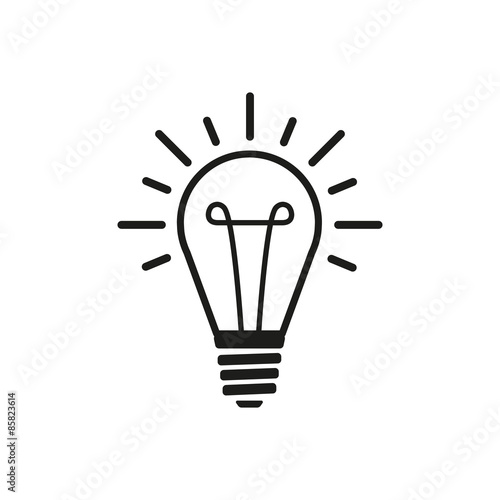 The lightbulb icon. Illumination symbol. Flat