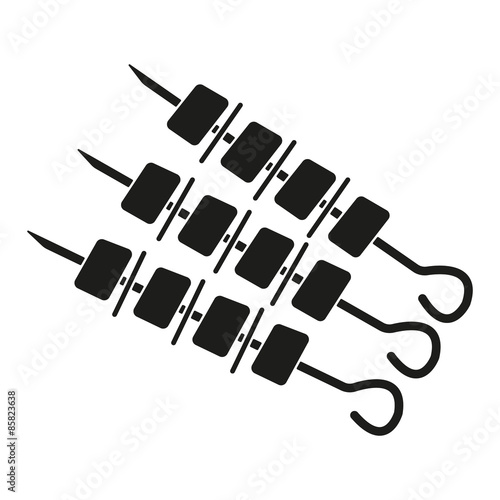 The shashlik icon. Kebab and barbecue symbol. Flat