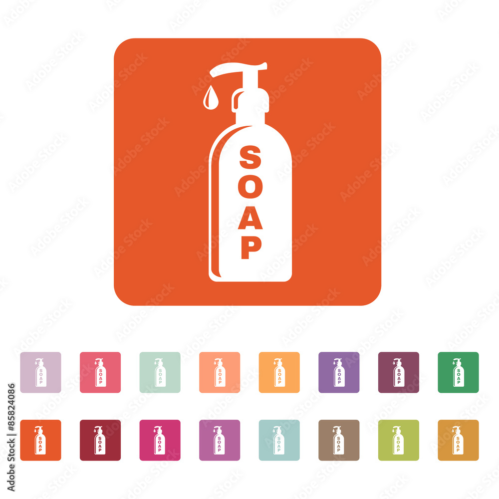 The liquid soap icon. Hand wash symbol. Flat The liquid soap icon. Hand wash symbol. Flat