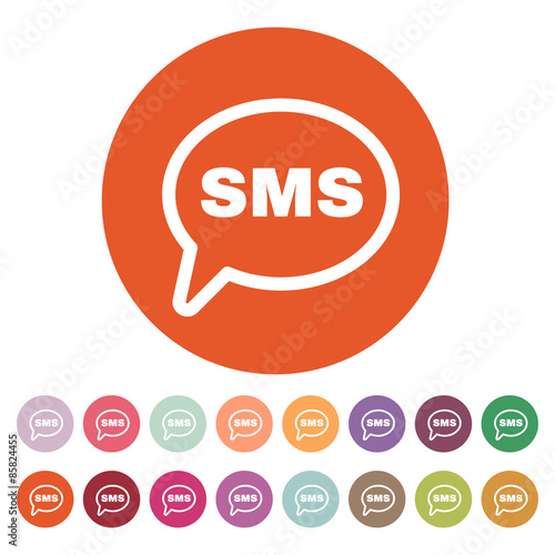 The sms icon. Text message symbol. Flat