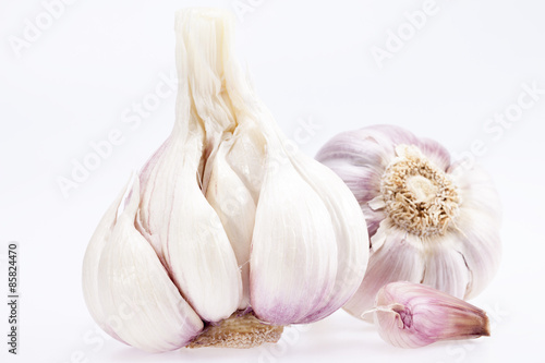some garlics isolated on white background
