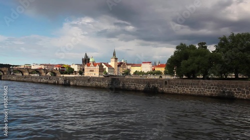 Charles Bridge and Novotny Footbridge in Prague photo