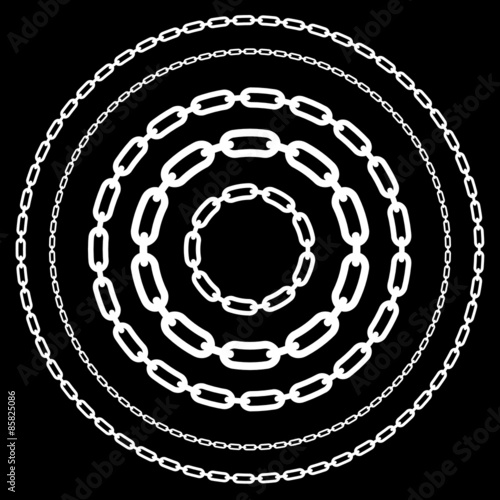 Chains, chain link shapes isolated. Various versions. Editable v