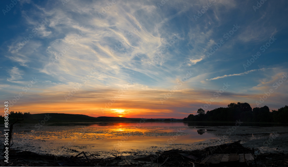 sunset over lake