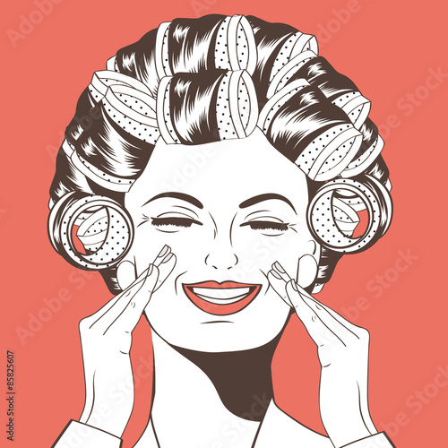 Woman with curlers in their hair