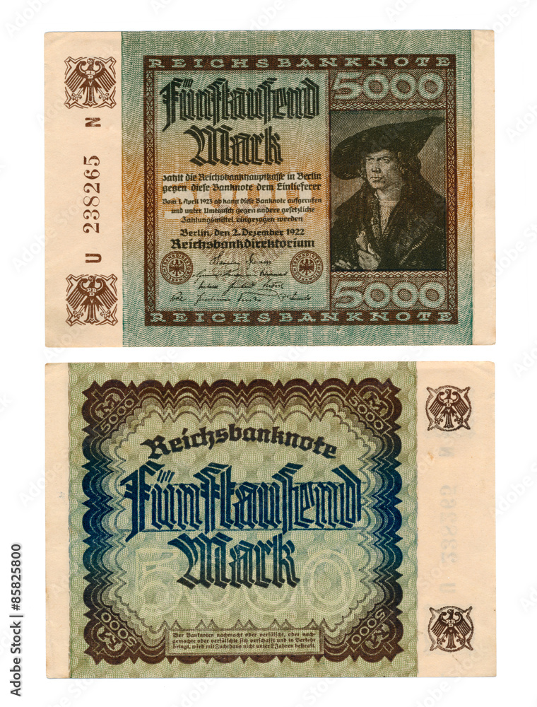 Historische Banknote, Fünftausend Mark Geldschein