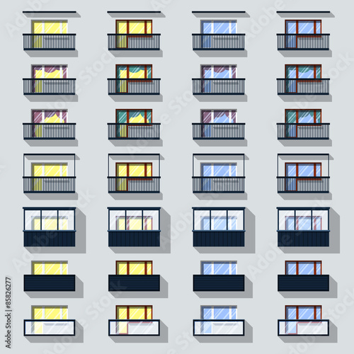 Set different types of balconies
