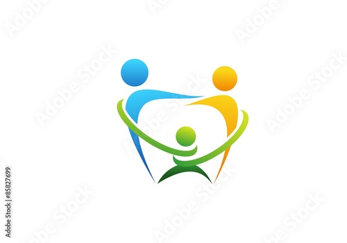 family dental health education logo, parent, kid, parenting, care, dentist symbol icon vector design